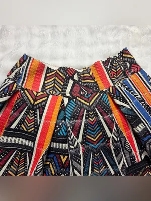 XHILARATION Womens Multicolor Geometric Striped Mini Scalloped Edge Skirt SizeM thumbnail 6
