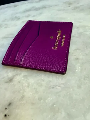 kate spade Purple Saffiano Leather Card Case with Gold Logo purple/violet 💜 thumbnail 4