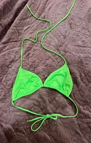 Neon Green Triangle String Bikini Top - Women Swim Bikini thumbnail 1
