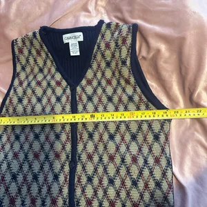 Vintage sweater vest size m‎ diamond plaid button up Blue Size M thumbnail 3
