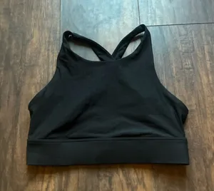 Black Fabletics sports bra with criss-cross back #activewear #fitness thumbnail 1