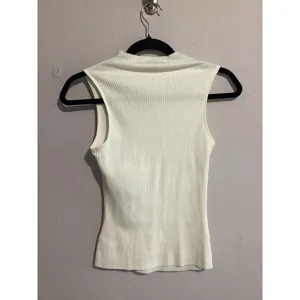 Eri + Ali White Sleeveless Mock Neck Ribbed Top XS thumbnail 3