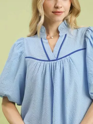 Umgee Seersucker Puff Sleeve Dress‎ thumbnail 4