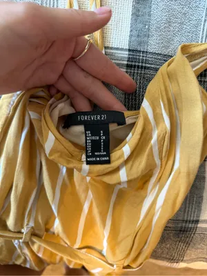 Forever 21 Mustard Yellow & White Striped Spaghetti Strap Jumpsuit thumbnail 4