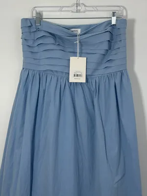 Peppermayo Tamia Maxi Dress Blue Strapless Pleated Size US 10 XL NWT thumbnail 3