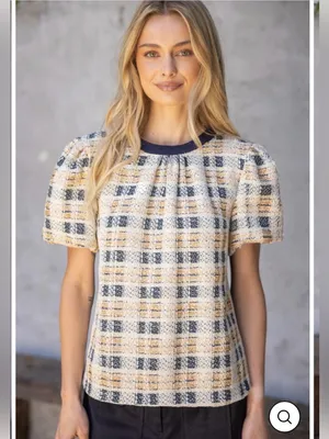 New With Tags Voy Tweed Bubble Sleeve Top Sz S thumbnail 7