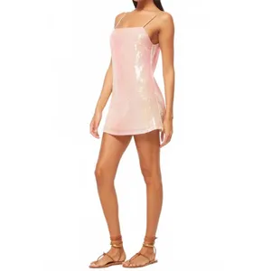 MISA Los Angeles A-Line Sequin Mini Dress Mermaid Euro Summer Ibiza Sz Medium thumbnail 3