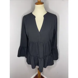 Tuckernuck Pomander Place Black Kenzo Crepe‎ Blouse Top Women's Size Medium thumbnail 2