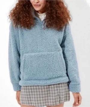 American Eagle Blue Sherpa sweater 1/4 Zip Pullover Sweatshirt size medium thumbnail 1