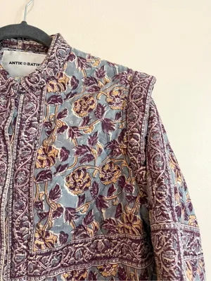 Anthropologie Antik Batik Jacket Quilted Cotton Floral Size Small thumbnail 6