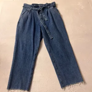 Abercrombie & Fitch Women's High Rise Mom Paperbag Waist Belted Jeans Blue Sz 32 thumbnail 3