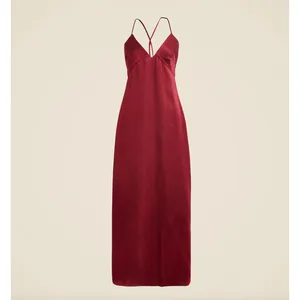 J.Crew Cross Back Dress Textured Satin Slip Burgundy Evening Formal US 14 NWT thumbnail 4