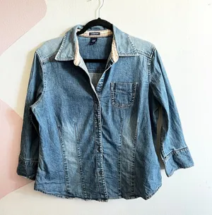 Vintage Gap Shirt Women's Large‎ Blue Denim Long Sleeve Button Up 90s thumbnail 1