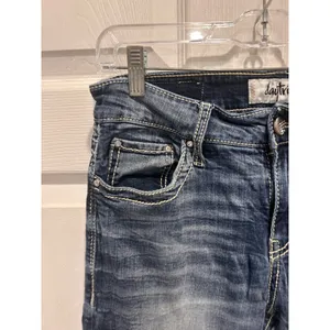 Daytrip Mila Bootcut Jeans 27 Medium Wash Distressed Thick Stitch Hemmed thumbnail 2