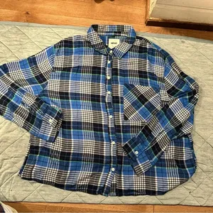 Aerie By Aritza Long Sleeve Womens Shirt Plaid Nwot Blue Xl thumbnail 1