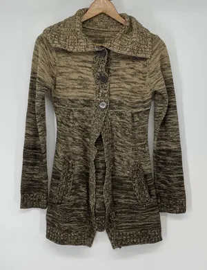 Womens Marled Knit Cardigan Sweater Button‎ Front Shawl Collar Pockets Small thumbnail 1