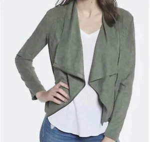Blank NYC Faux Suede Sage Olive Green Moto Jacket thumbnail 1