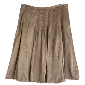 Max Azria Collection Pleated Silk Blend Flare Skirt Taupe Bronze Neutral Size 4 thumbnail 4