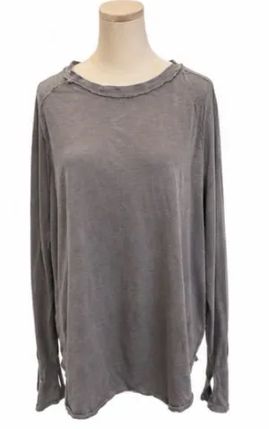 We the Free Gray Oversized Long-Sleeve Tunic Top with Thumbholes Size Medium thumbnail 1