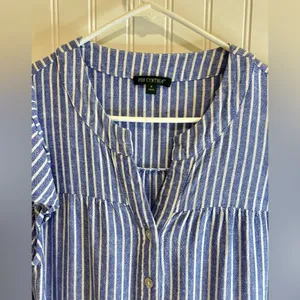 For Cynthia Striped Blue Midi Dress size S.55% LINEN 45% VISCOSE thumbnail 3