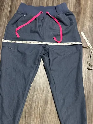 Figs Blue Jogger Scrub Pants with Pink Drawstring thumbnail 7