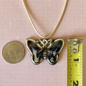 Handmade ceramic butterfly boho chic cute necklace 🦋🤎 thumbnail 7