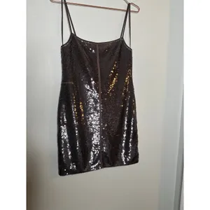 A.L.C. Brown Sequin Adjustable Strap Square Neck Sleeveless Dani Mini Dress sz S thumbnail 2