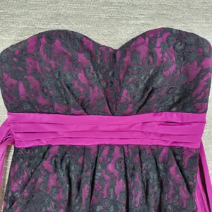 Sequin Hearts Lace Mini Prom Dress Womens 5 Purple Sash Strapless Cocktail Party thumbnail 16