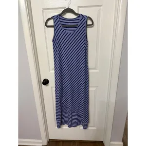 Soft Surroundings Blue Striped Sleeveless Asymmetrical‎ Tulip Maxi Dress XS thumbnail 2