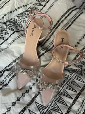 Qupid Blush and Clear Embellished Heels thumbnail 5