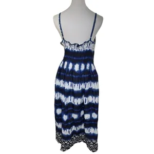 Speed Control Maxi Dress L Boho‎ Halter Blue White Tie Dye Sundress Women's thumbnail 5