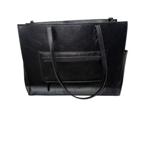 BEIS Work Tote Bag Women Large Black Excellent Vegan Leather Laptop Travel Bag thumbnail 3