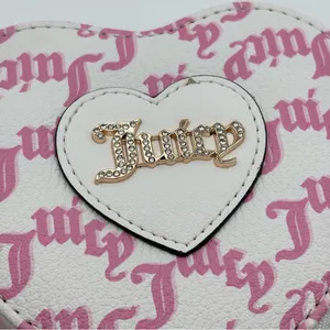 Juicy Couture V-I Heart Juicy Heart Zip Around Wristlet Snow‎ White Chiffon Pink thumbnail 2