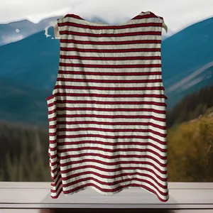 Chic Madewell M Chevron Stripe Swing Tank‎ Linen Blend Top Sleeveless OLDSTOCK thumbnail 3