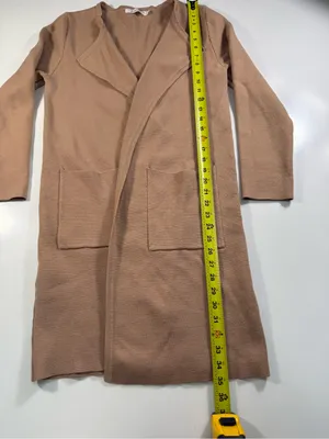 Lightweight Cream Open-Front Long Cardigan with Pockets NWOT thumbnail 3