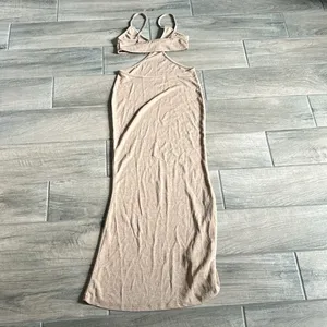 Tan cut out dress thumbnail 4