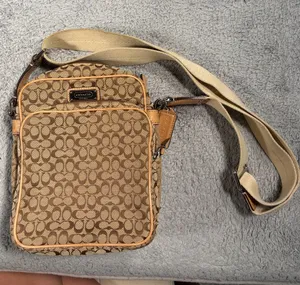 Coach Tan Signature Canvas Crossbody Bag swing pack thumbnail 1