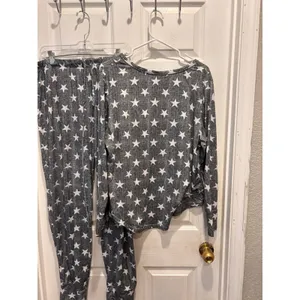 Cynthia Rowley Womens XL Star Print Pajama Set Black White Henley Joggers Lounge thumbnail 5
