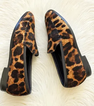Banana Republic Calf Hair Leather Animal Print Slip On Loafer Flats sz 7 Career thumbnail 1
