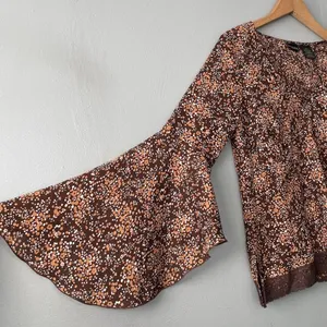 Notations Vintage Y2K Top Size M Babydoll Brown Ditzy Floral Lace Trim Boho Fairy Grunge thumbnail 3