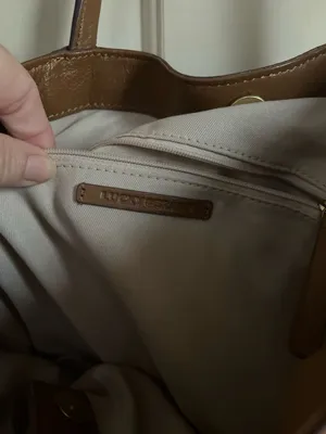 Lucky Brand Cognac Brown Leather & Suede Mixed Media Tote Bag thumbnail 4