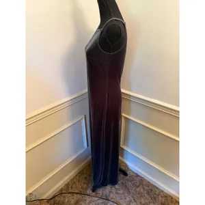 Vintage 90s Michelle Grey Velvet Maxi Dress Square Neck Column Gown Grunge Chic thumbnail 3