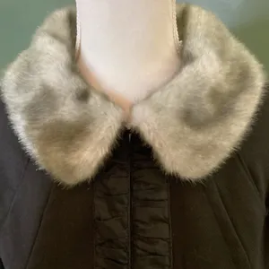 Simply Vera Vera Wang Black Trench Coat with Gray Faux Fur‎ Collar thumbnail 3