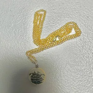 Sailing ships small circle pendant necklace thumbnail 5