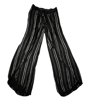 Japna‎ Wide Leg Pants Women Small Black Striped Split Leg Palazzo Harem Pants thumbnail 1