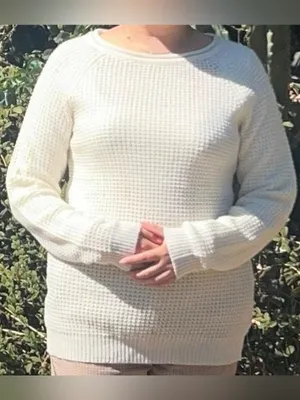 Cream Waffle knit sweater. Size L thumbnail 3
