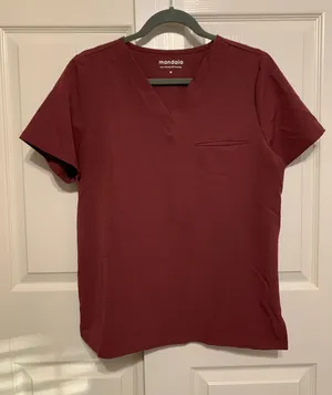 Mandala Maroon Scrub Top Sz M thumbnail 1