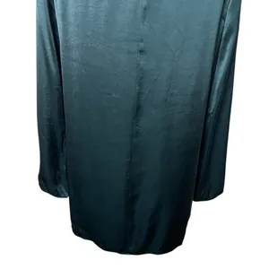 NWOT MADEWELL Long Bell Sleeve Satin Shift Dress in‎ Smoky Spruce, Medium thumbnail 10