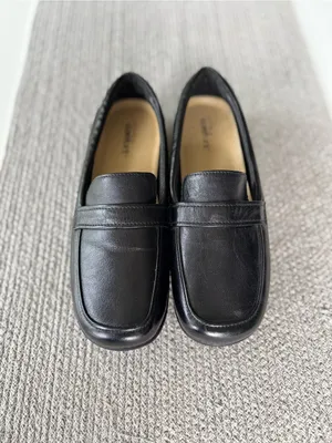 Vintage Strictly Comfort Black Leather Penny Loafers Size 10 thumbnail 9