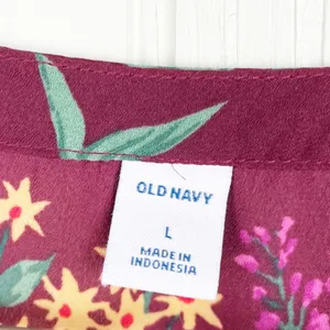 Old Navy Women's Burgundy Maroon Floral Tunic Top Flowy Blouse Size Large thumbnail 4